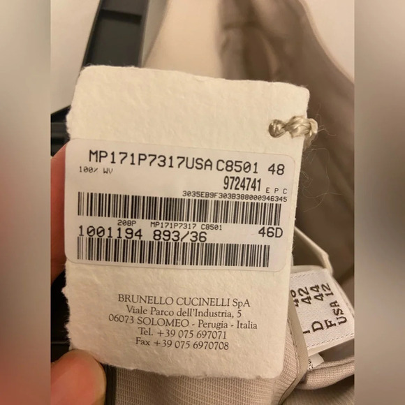 NWT Brunello Cucinelli Pleated Virgin Wool Trousers Latte Size 12 - Picture 9 of 11